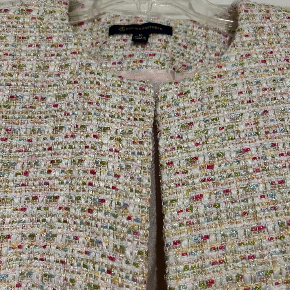 Brooks Brothers Cream Multicolor Tweed Blazer Size 10 Preppy ~ Business Casual! - Picture 2 of 7